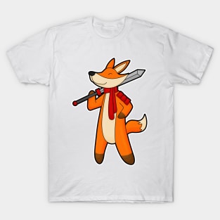 Fox as Warrior with Sword & Scarf T-Shirt